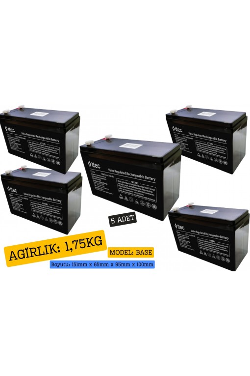 TTEC 12V 7A Base Bakımsız Kuru Akü 5 Adet TTEC 12V 7A Base Bakımsız Kuru Akü 5 Adet
